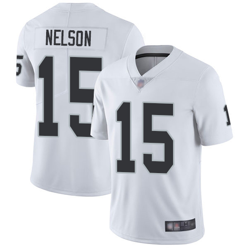 Men Oakland Raiders Limited White J  J  Nelson Road Jersey NFL Football #15 Vapor Untouchable Jersey